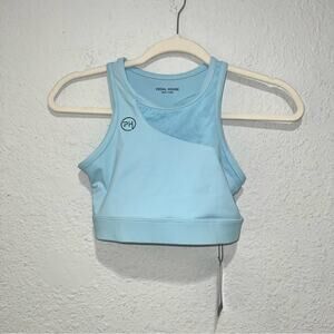 Pedal House New York High Neck Mesh Detail Sports Bra in Baby Blue Small NEW